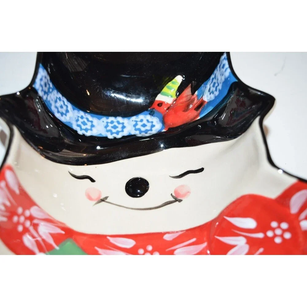 TempTations‎ Tara Winter Whimsy Chip Bowl Baking Dish Snowman Christmas Frosty